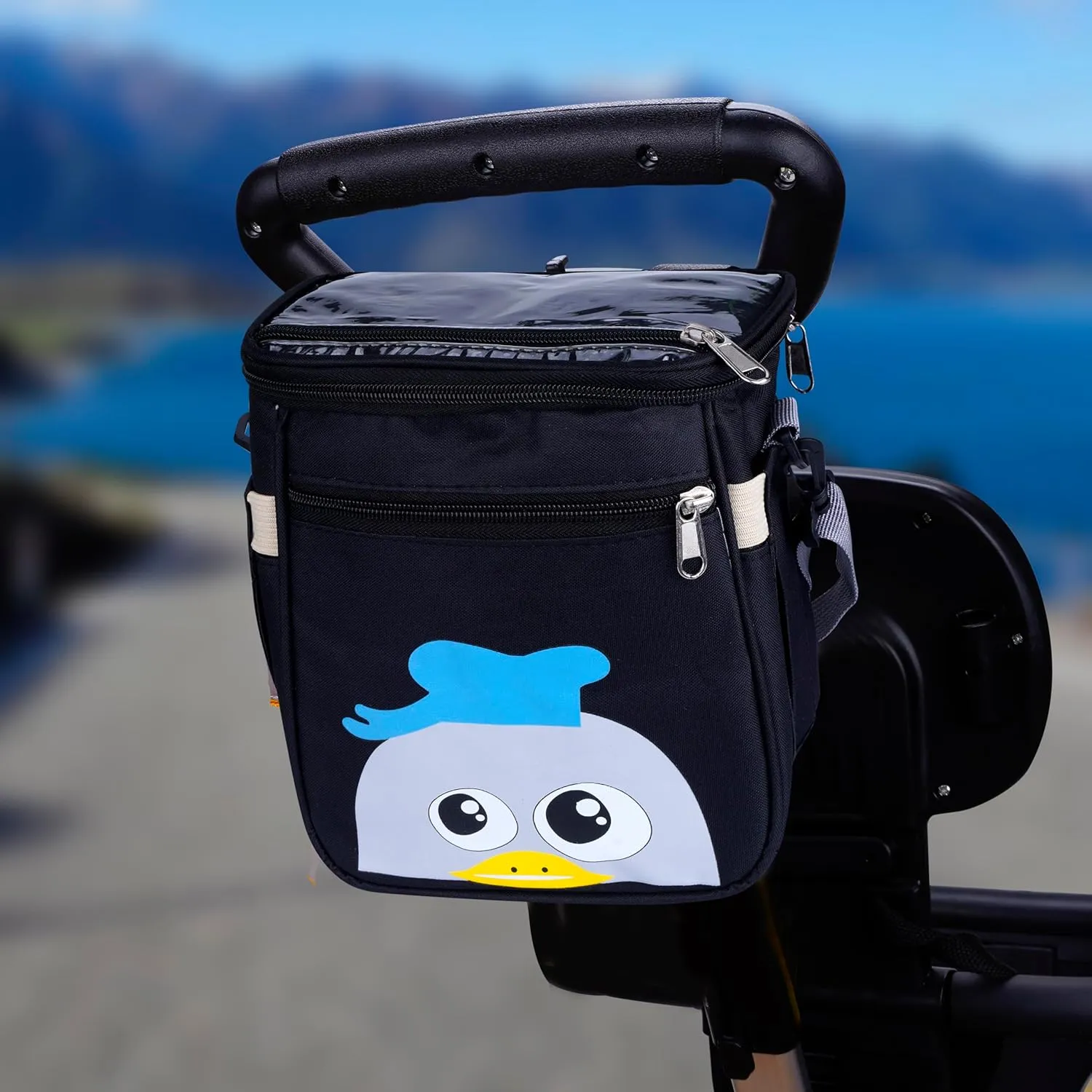 Baby Stroller Organizer Bag，Small Diaper Bag - Universal Stroller Organizer With Insulated Cup Holder,Pocket With Baby Wipes Dispenser，Adjustable Shoulder Strap(Black)