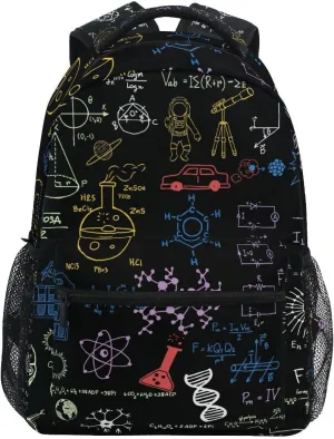 Backpack Daypack Shoulder Bag with Name Label Tag Science Concept Chemical Biology Geography Space Luggage Bag for Gym Sports Casual Women Men