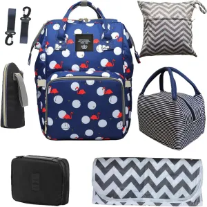 Backpack Diaper Bag with Changing Station, Multi function Boys Girls Baby Backpack for Mom Dad, Unisex Travel Essentials Tote, Waterproof Wet Dry Bags, Baby Nursing Organizer Pouches, Dark Blue