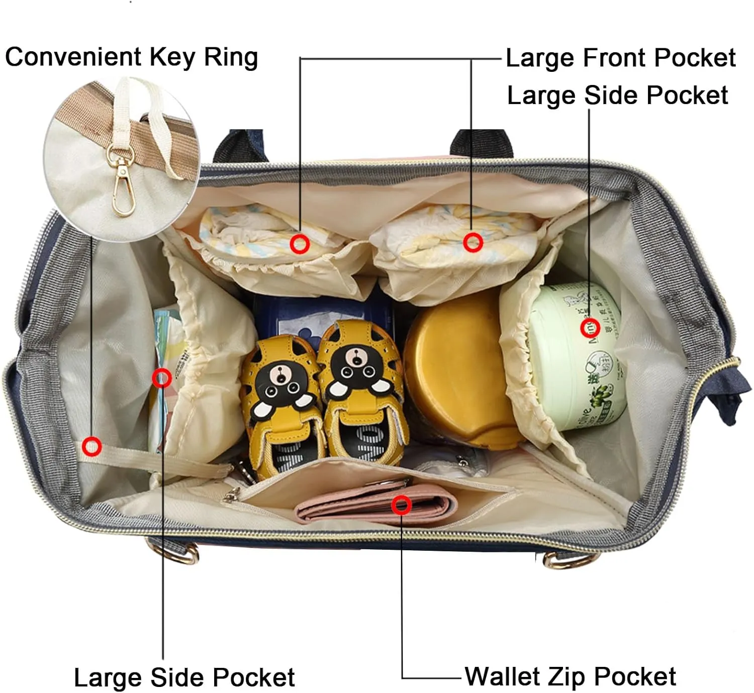 Backpack Diaper Bag with Changing Station, Multi function Boys Girls Baby Backpack for Mom Dad, Unisex Travel Essentials Tote, Waterproof Wet Dry Bags, Baby Nursing Organizer Pouches, Dark Blue