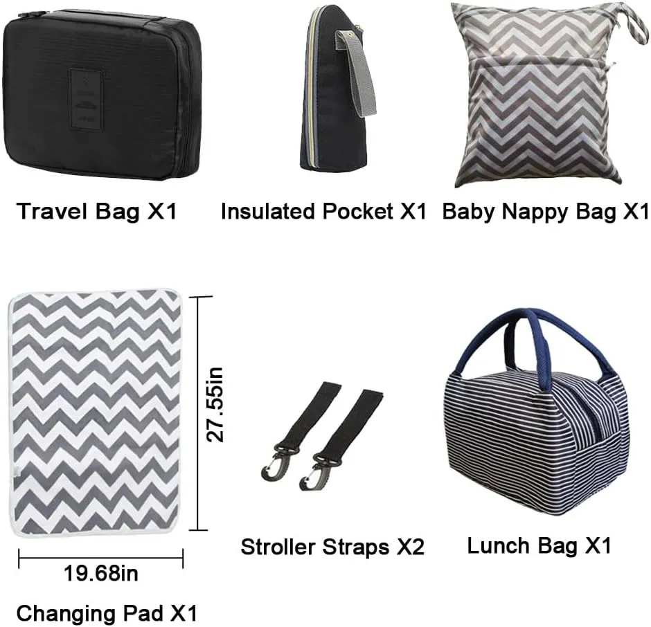Backpack Diaper Bag with Changing Station, Multi function Boys Girls Baby Backpack for Mom Dad, Unisex Travel Essentials Tote, Waterproof Wet Dry Bags, Baby Nursing Organizer Pouches, Dark Blue