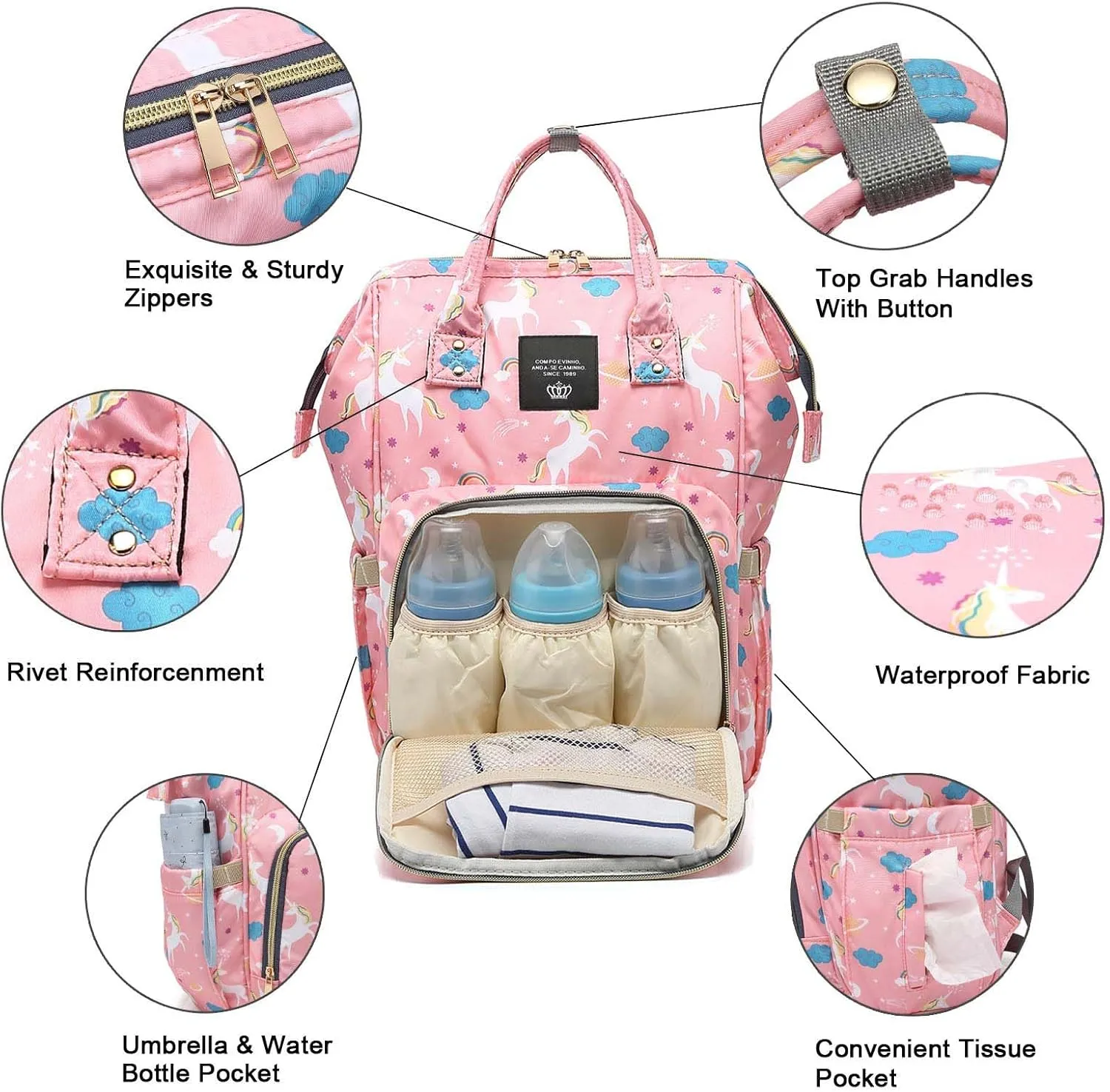 Backpack Diaper Bag with Changing Station, Multi function Boys Girls Baby Backpack for Mom Dad, Unisex Travel Essentials Tote, Waterproof Wet Dry Bags, Baby Nursing Organizer Pouches, Dark Blue