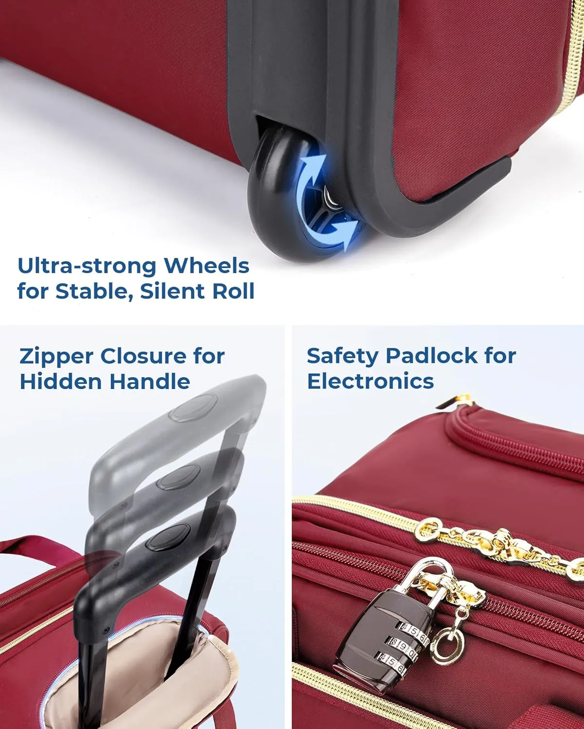 BAGSMART Carry On Luggage Underseat Suitcase with Wheels, 16-inch Luggage Airline approved Underseater Softside Travel Suitcase Lightweight Overnight Rolling Carry-on Luggage for Women Men, Red