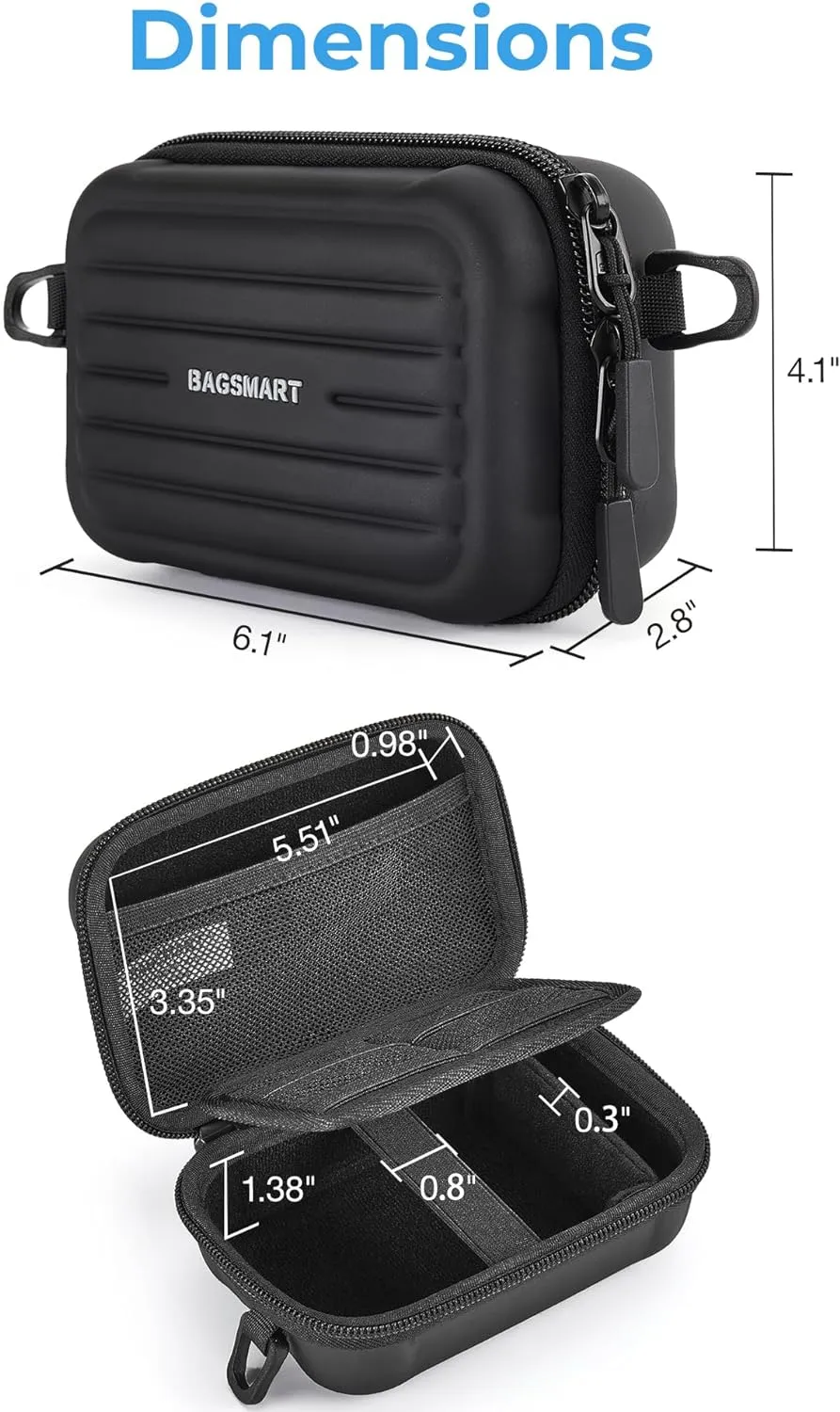 BAGSMART Digital Camera Case, Waterproof & Protective Small Camera Bag with 2 Carrying Ways, Lightweight camera sling bag for Canon PowerShot ELPH 180/190 / Sony DSCW800/DSCW830 - Grey