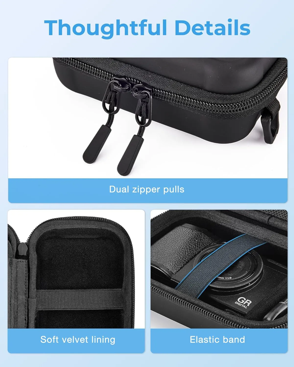 BAGSMART Digital Camera Case, Waterproof & Protective Small Camera Bag with 2 Carrying Ways, Lightweight camera sling bag for Canon PowerShot ELPH 180/190 / Sony DSCW800/DSCW830 - Grey