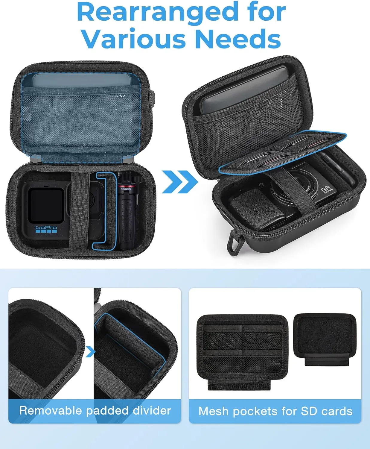 BAGSMART Digital Camera Case, Waterproof & Protective Small Camera Bag with 2 Carrying Ways, Lightweight camera sling bag for Canon PowerShot ELPH 180/190 / Sony DSCW800/DSCW830 - Grey