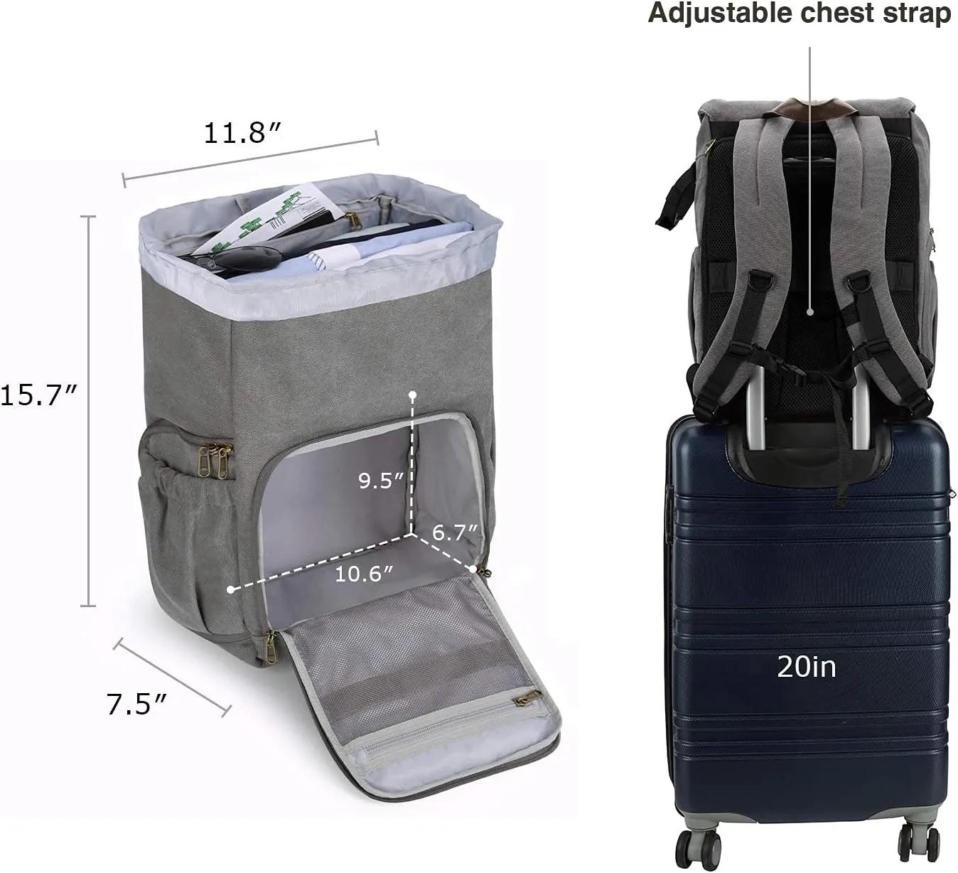 BAGSMART DSLR Waterproof Camera Backpack, Anti-Theft Large Photography Bags for Photographers, Fit up to 15" Laptop with Rain Cover, Grey