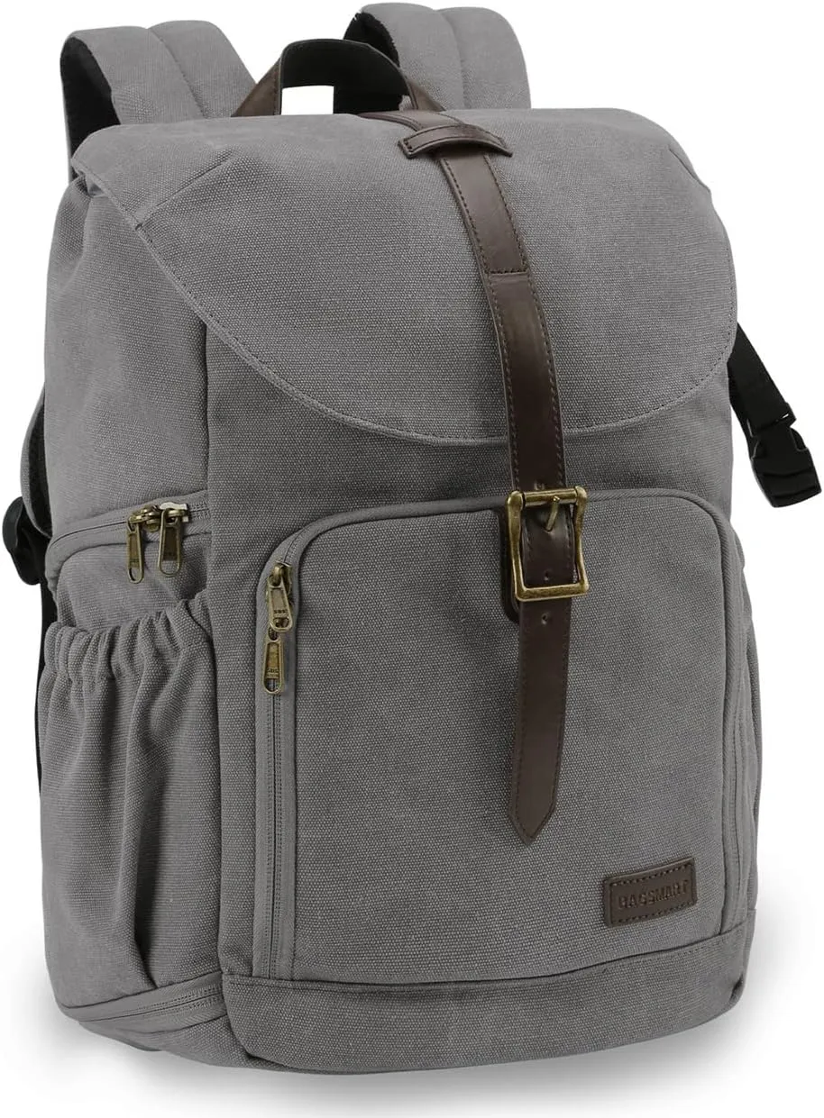 BAGSMART DSLR Waterproof Camera Backpack, Anti-Theft Large Photography Bags for Photographers, Fit up to 15" Laptop with Rain Cover, Grey