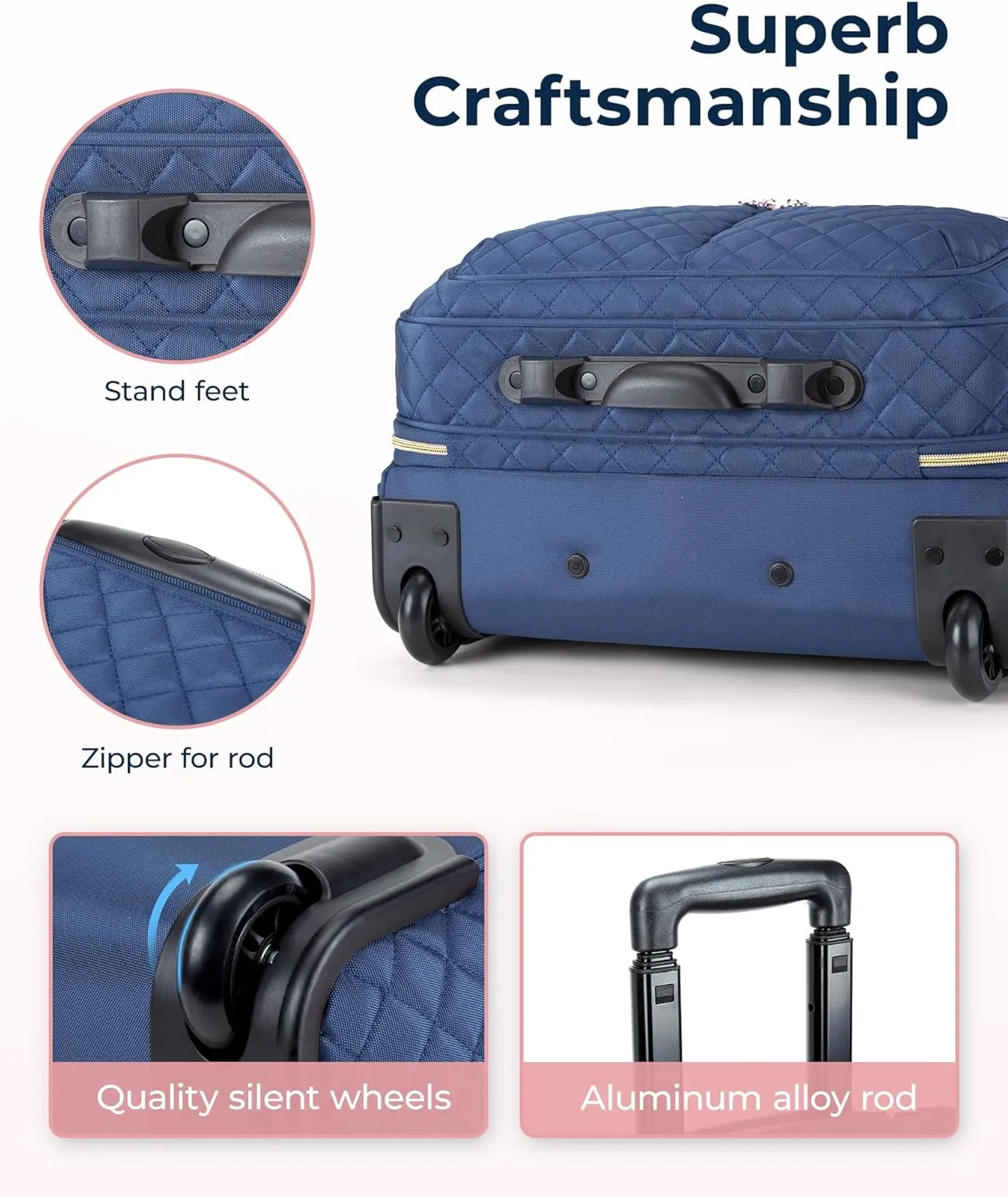 BAGSMART Rolling Laptop Bag Women, Rolling Briefcase for Women, 17.3 Inch with Wheels Computer Bag Rolling Laptop Case for Work Travel Business, Navy Blue