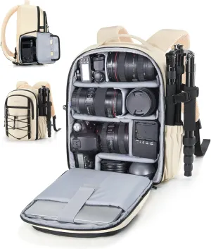 BAGSMART Small Camera Backpack, DSLR SLR Small Camera Bag Fits 13 Inch Laptop, Camera Backpack with Rain Cover & Tripod Holder