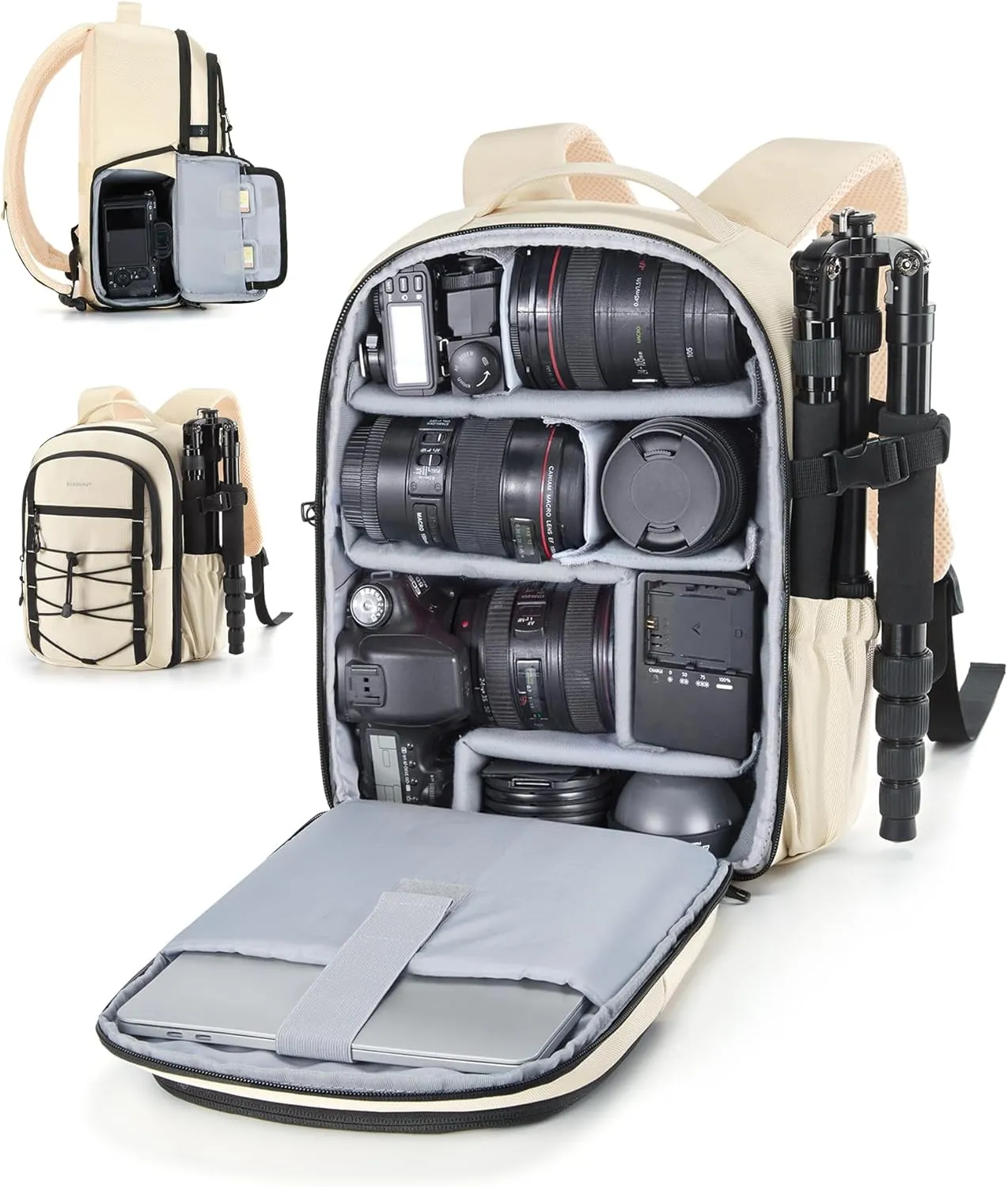 BAGSMART Small Camera Backpack, DSLR SLR Small Camera Bag Fits 13 Inch Laptop, Camera Backpack with Rain Cover & Tripod Holder