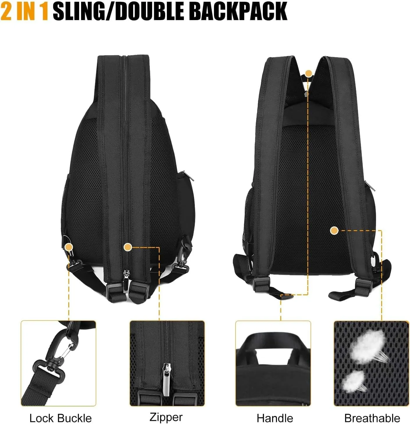 BAIGIO Camera Sling Bag Small Camera Backpack for Photographers,Water-resistant Camera Crossbody Bag Travel Caemra Backpack for DSLR SLR Mirrorless Camera