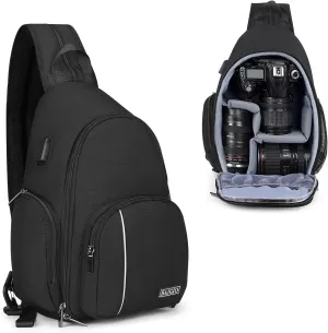 BAIGIO Camera Sling Bag Small Camera Backpack for Photographers,Water-resistant Camera Crossbody Bag Travel Caemra Backpack for DSLR SLR Mirrorless Camera
