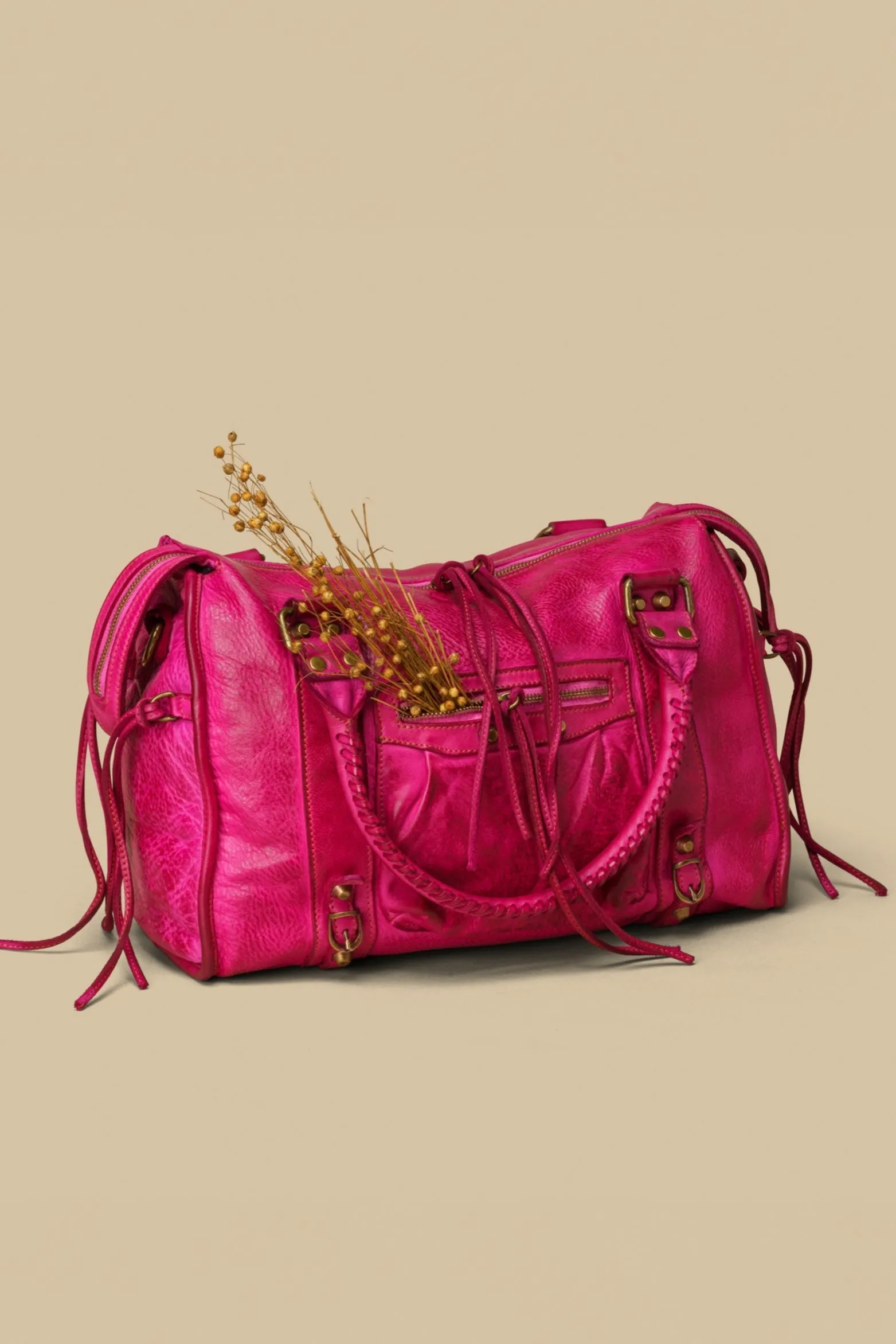 BAYSIDE84 Classic Fringe Hobo Bag - Fuchsia