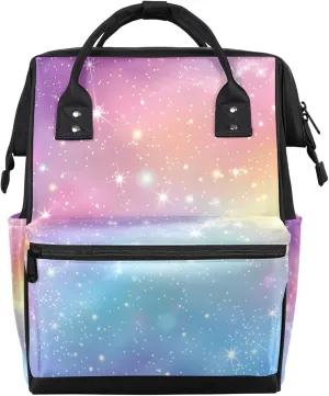 Beautiful Starry Sky Pink Diaper Bag Mommy Bags With Adjustable Shoulder Strap Waterproof Multifunction Shoulder Bag Travel Large Capacity Backpack for Moms And Dads