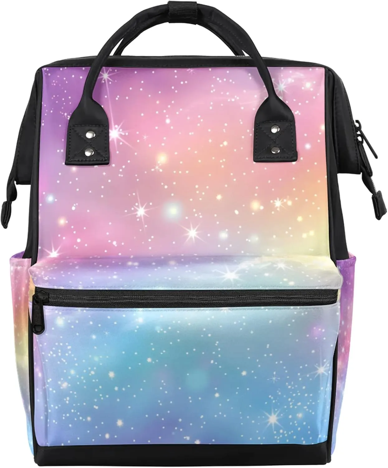 Beautiful Starry Sky Pink Diaper Bag Mommy Bags With Adjustable Shoulder Strap Waterproof Multifunction Shoulder Bag Travel Large Capacity Backpack for Moms And Dads