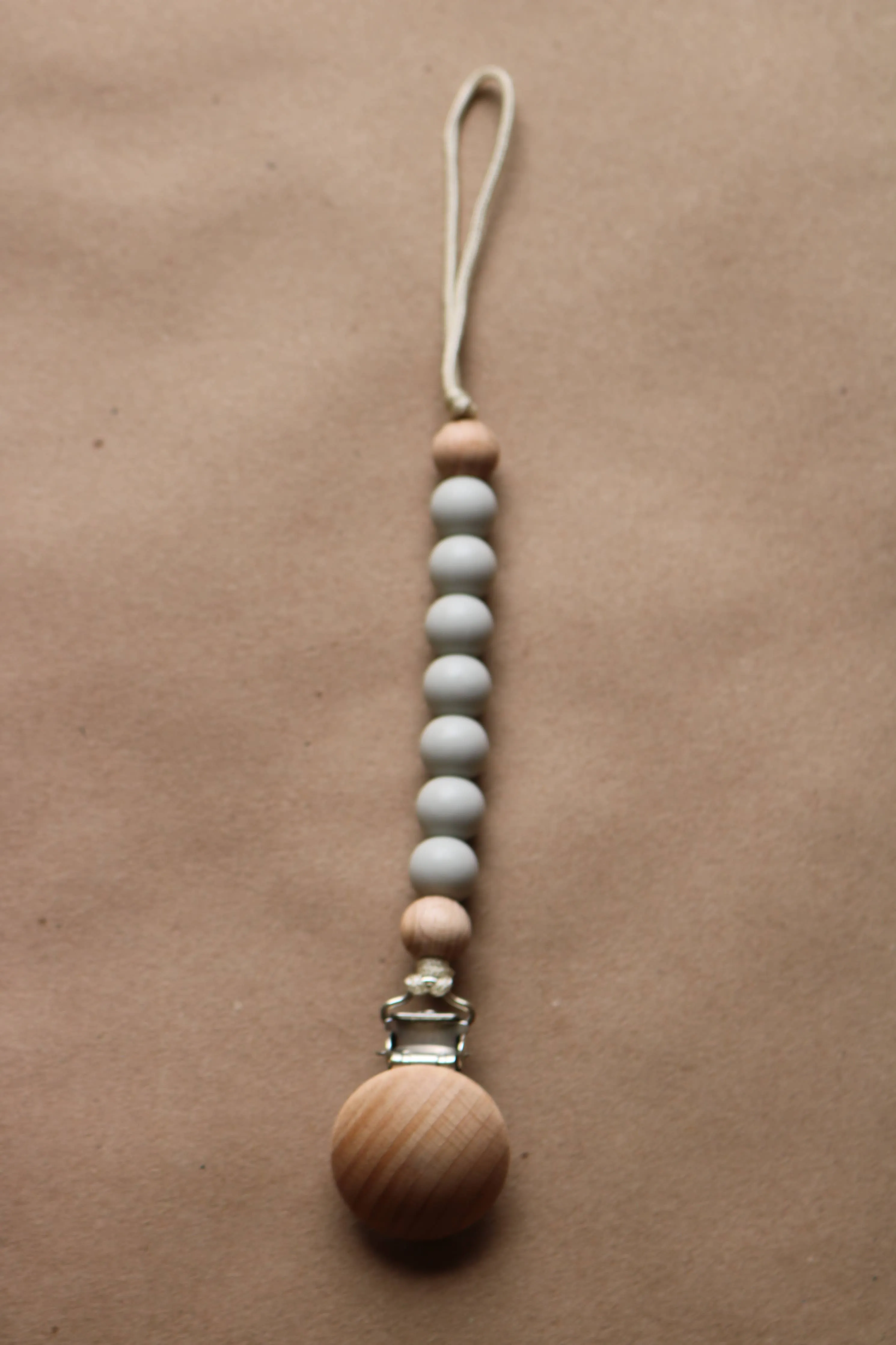 BeechWood & Silicone Baby Pacifier Clip