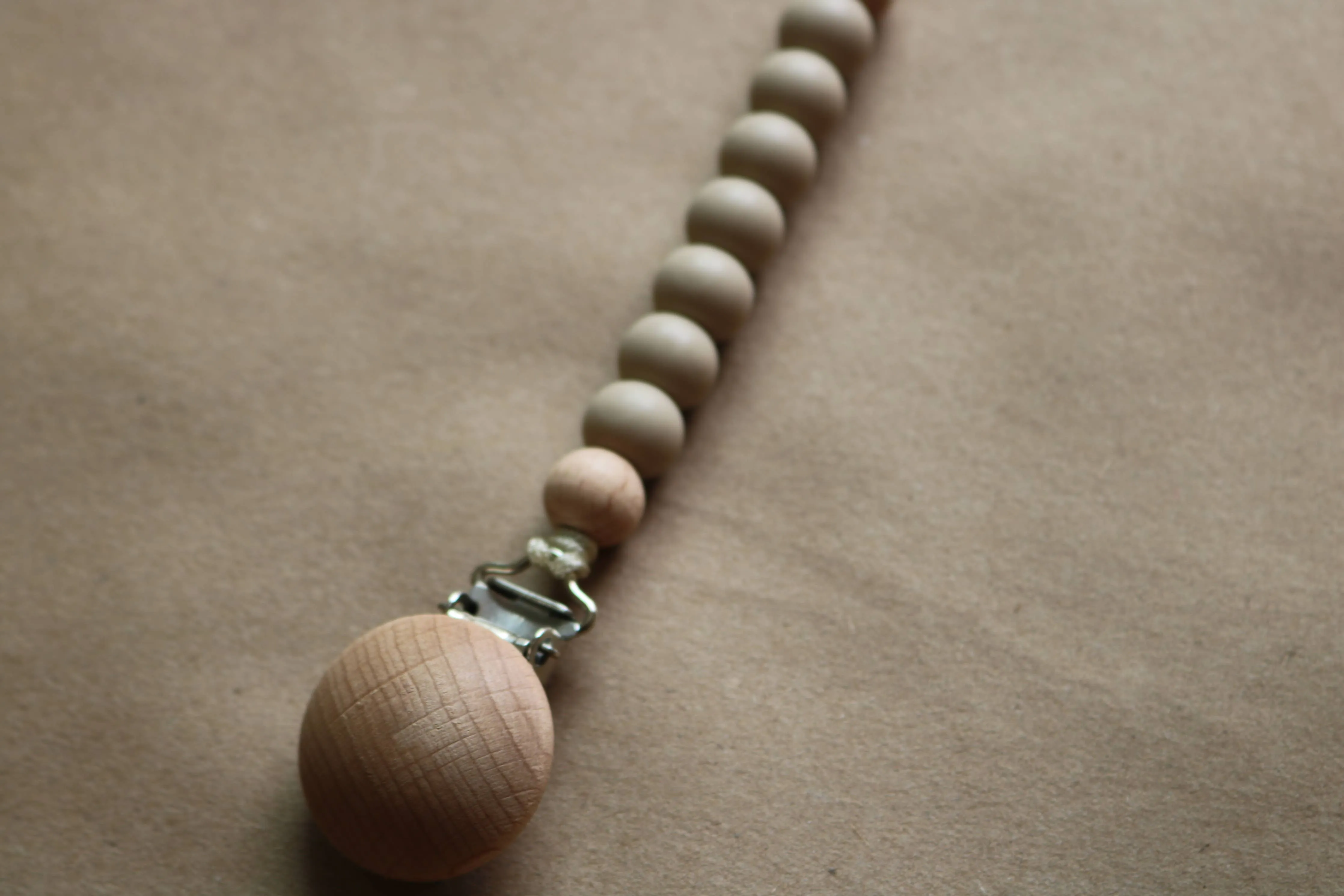 BeechWood & Silicone Baby Pacifier Clip