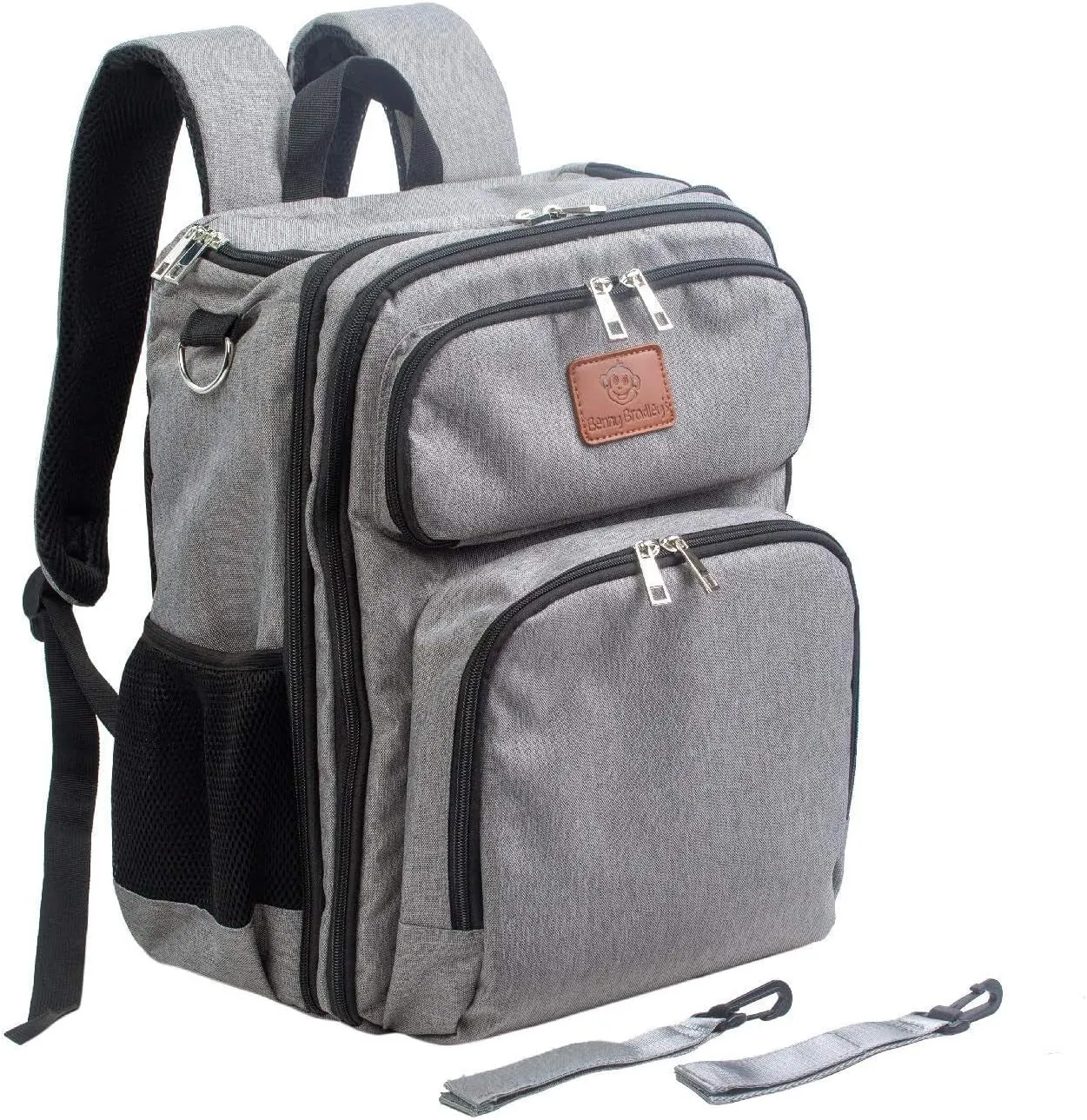 Benny Bradley's 3-In-1 Diaper Bag Backpack with Stroller Straps - Multifunctional Backpack for Mommy and Daddy, Stroller Organizer/Cup Holder and Travel Cooler Bag - Large Capacity, Waterproof
