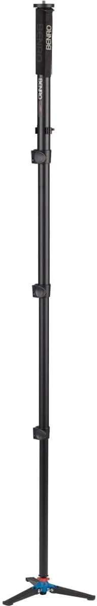 Benro 4 Section Aluminum Monopod with 3-Leg Locking Base, Flip Lock Legs, 22" Maximum Height, 44.1 lb. Load Capacity- Black (A48FD)