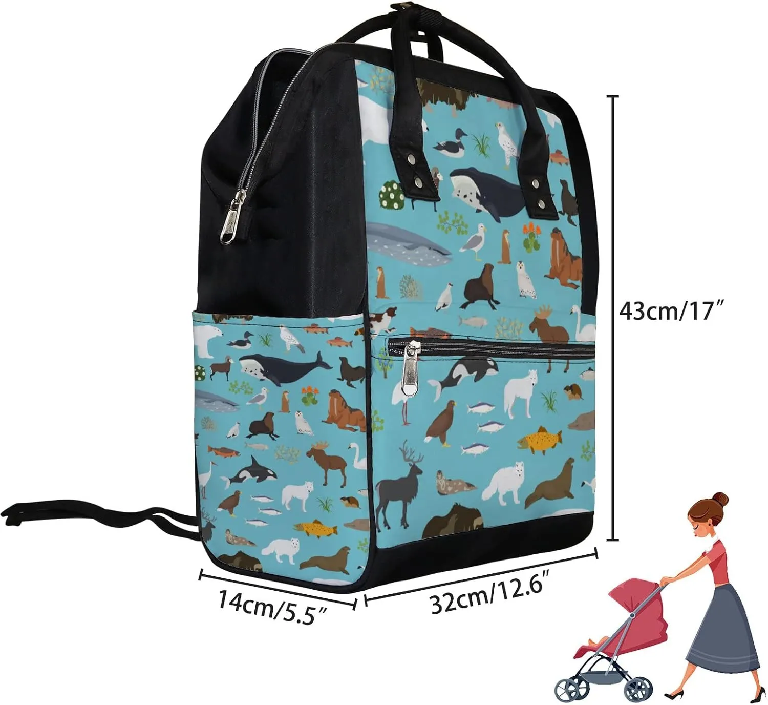 Biome Terrestrial Ecosystem Diaper Bag Backpack Waterproof Backpack Baby Nappy Changing Bag for Travel Large Capacity Durable and Stylish for Woman