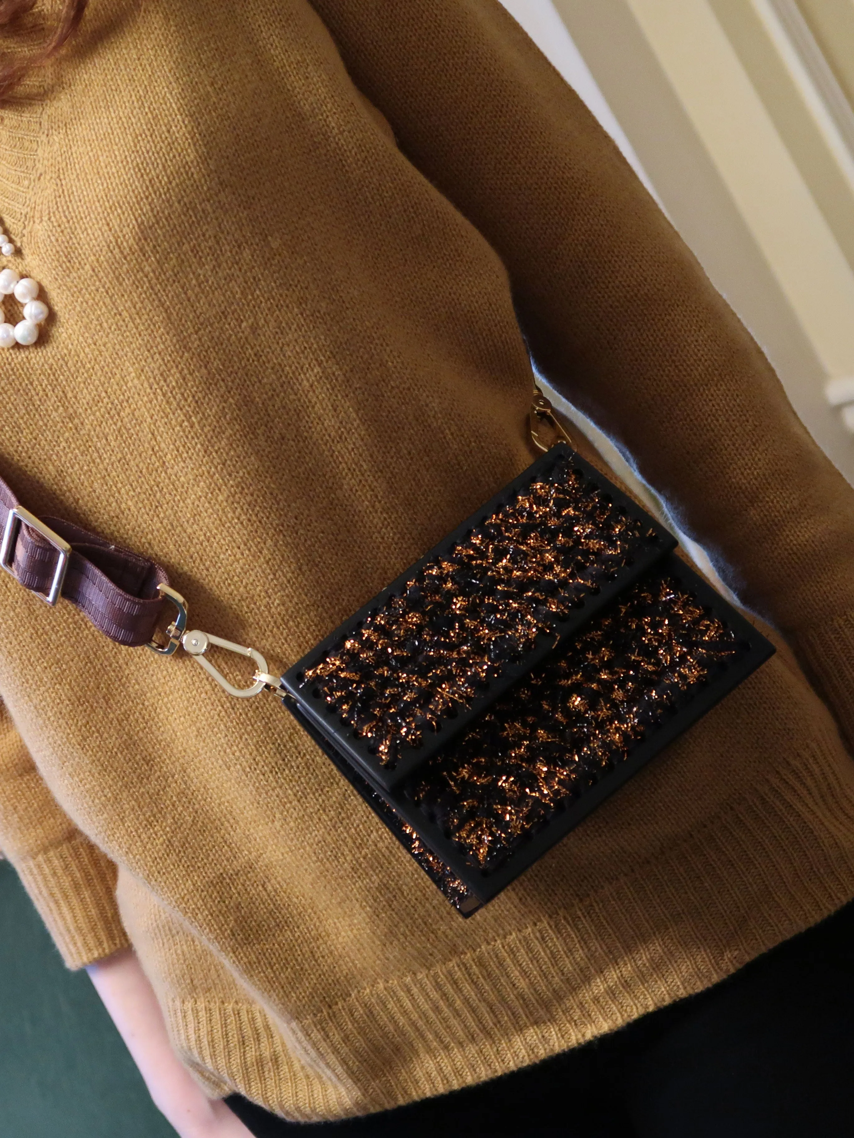 Black & Gold Copacabana Clutch