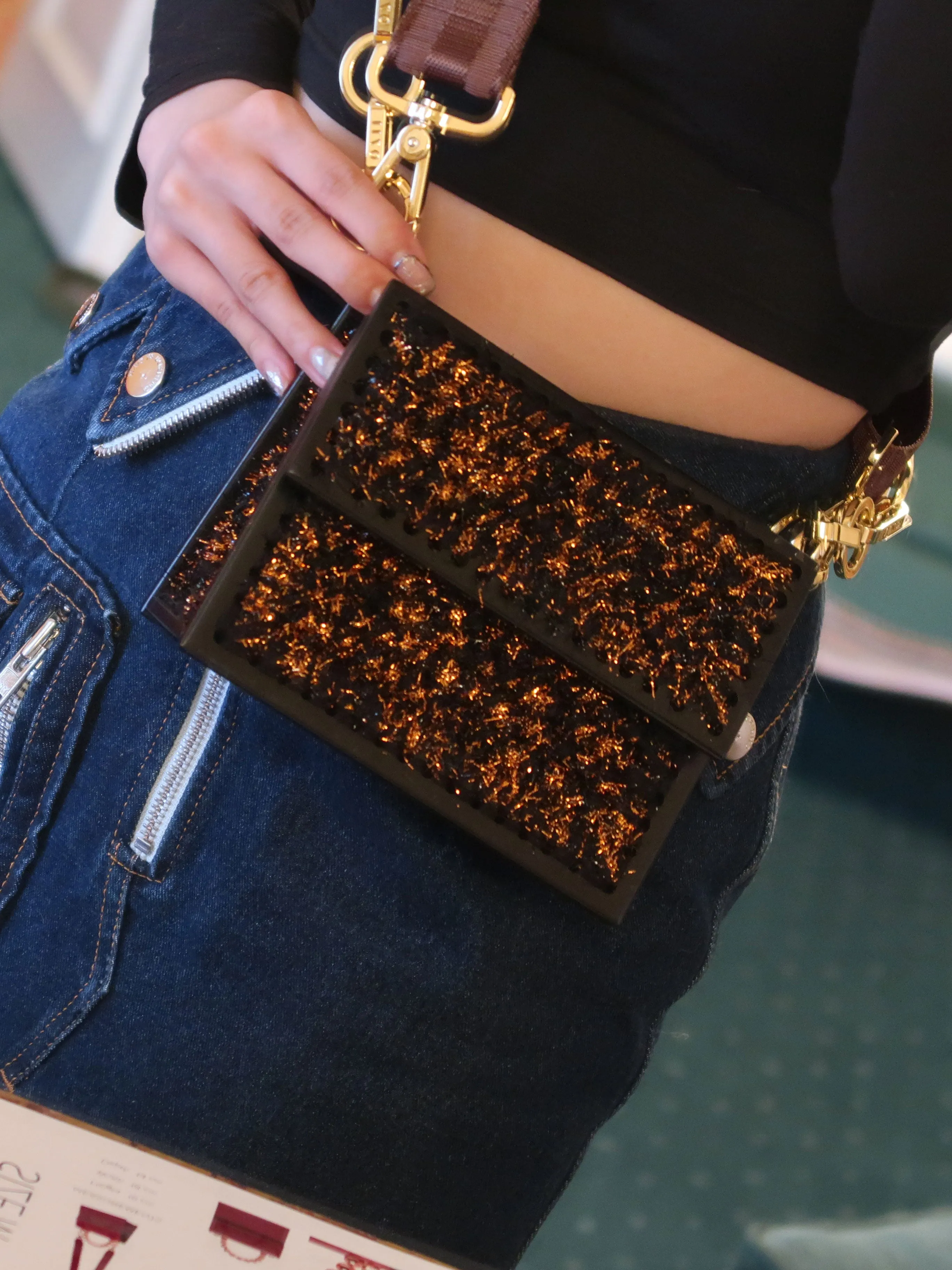 Black & Gold Copacabana Clutch