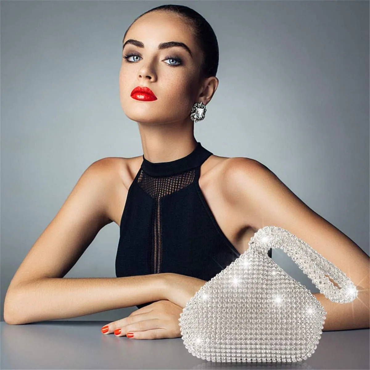 Black Shoulder Bag for Women Small Bag with silk scarf Shoulder Hobo Handbag Fashionable Evening Clutch Purse