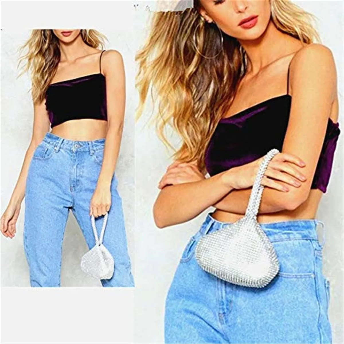 Black Shoulder Bag for Women Small Bag with silk scarf Shoulder Hobo Handbag Fashionable Evening Clutch Purse