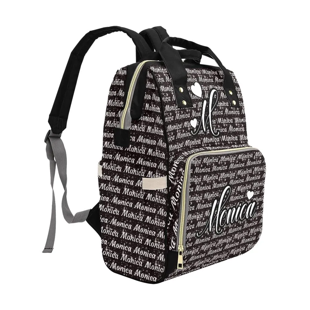 Black White Love Diaper Bags Personalized Backpack Travel Customized Name Women Bookbag Knapsack Tote Bag