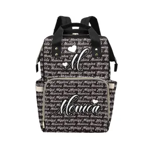 Black White Love Diaper Bags Personalized Backpack Travel Customized Name Women Bookbag Knapsack Tote Bag