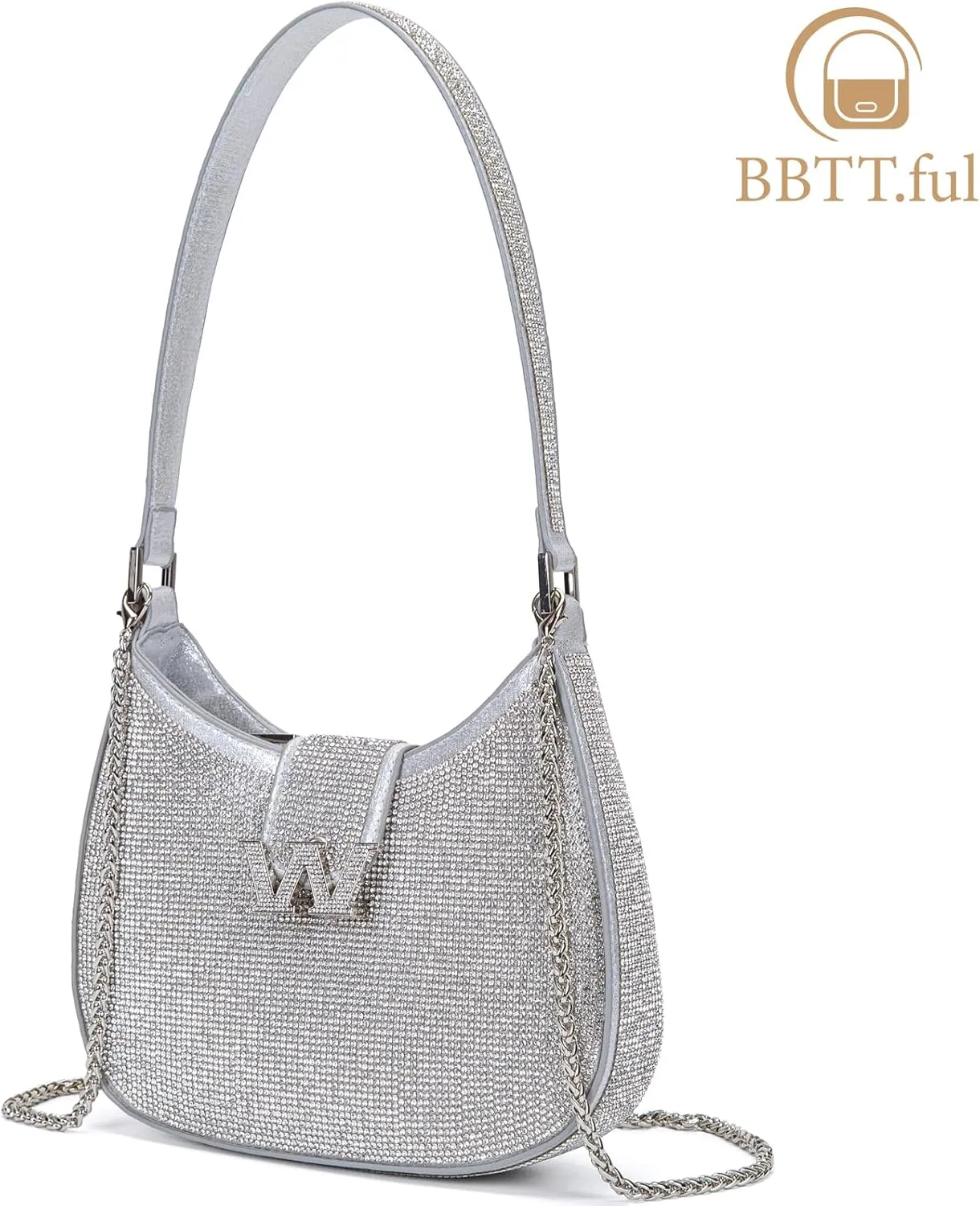Bling Bling Rhinestone Crystals Evening Clutch Handbags for Women Sparkling Wedding Prom Party Club Purses (silver)