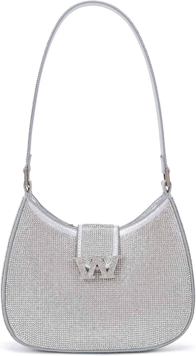 Bling Bling Rhinestone Crystals Evening Clutch Handbags for Women Sparkling Wedding Prom Party Club Purses (silver)