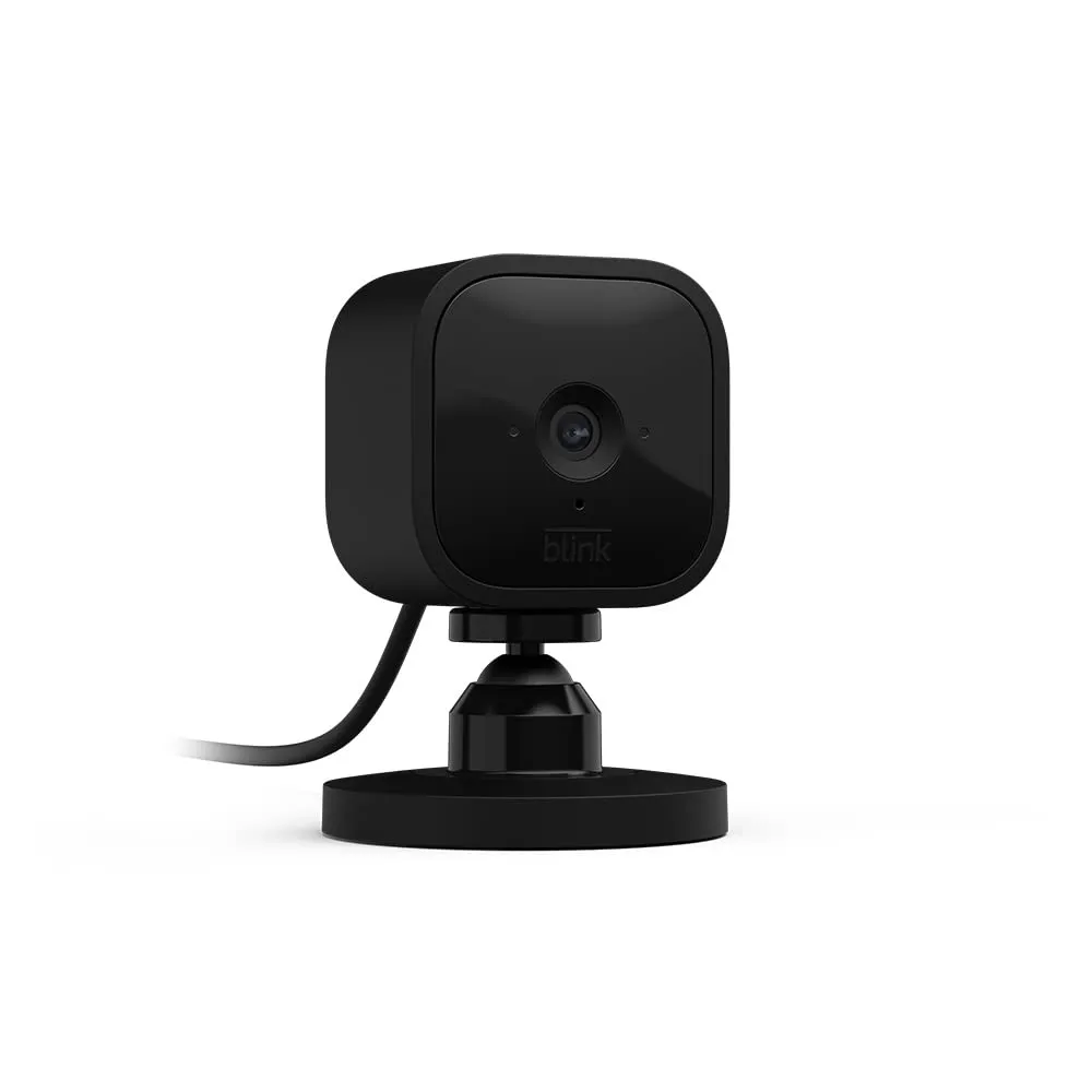 Blink Mini - Compact indoor plug-in smart security camera, 1080p HD video, night vision, motion detection, two-way audio, easy set up, Works with Alexa – 1 camera (Black)