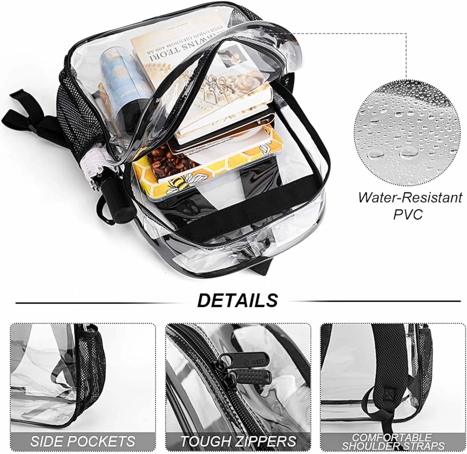Blue Space Magic Wolf Art Backpack Transparent Multipurpose Anti-Theft Shoulder Bag Big Capacity Gym Outdoor Hiking Backpack With Padded Straps
