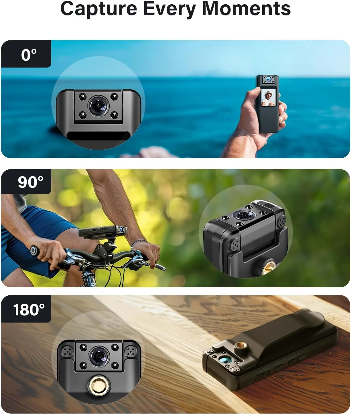 BOBLOV A22 64/32GB Body Worn Camera, 2200mAh Battery for 10 Hours Recording,180° Rotatable Lens, 1080P BodyCam with OLED Screen to Playback, Camcorder for Walking, Delivery, Daily Proof (64GB)