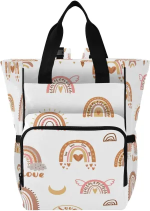 Boho Rainbow Diaper Bag Backpack, Mommy Bag, Multifunctional Diaper Bag, Travel Backpack, Large Capacity Diaper Bag