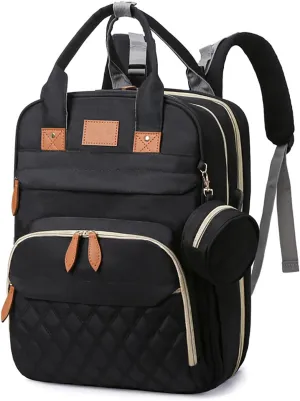 BosiBozi Baby Diaper Bag Backpack with Changing Station, Waterproof & Multi-Functional Baby Bag for Moms Dads, Travel Diaper Bag with Insulated Pockets, Stroller Straps & Pacifier Case, Black