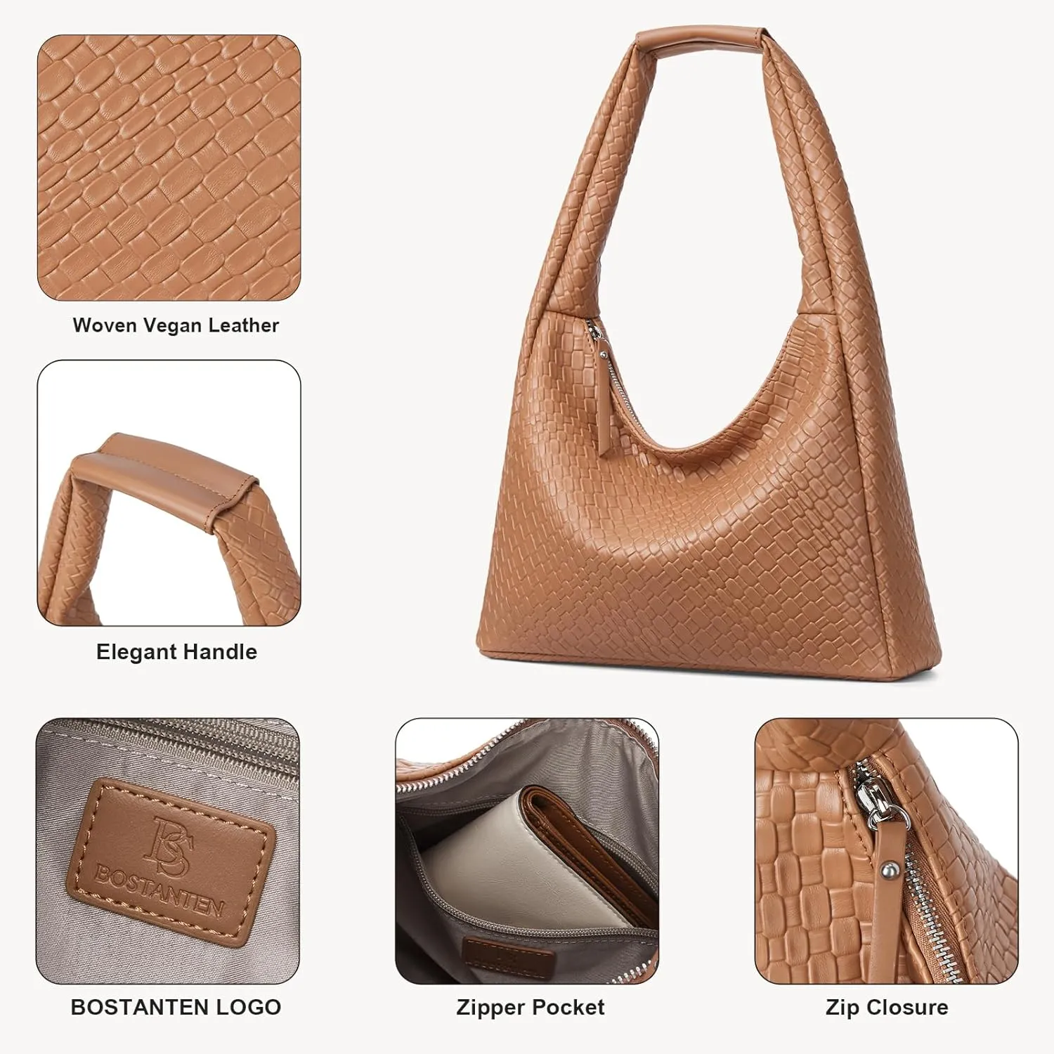 BOSTANTEN Shoulder Bag for Women Trendy Summer Hobo Handbag Purse Top-handlde Tote Bag