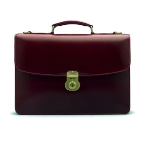 Bridle Hide Harvard Briefcase - Burgundy