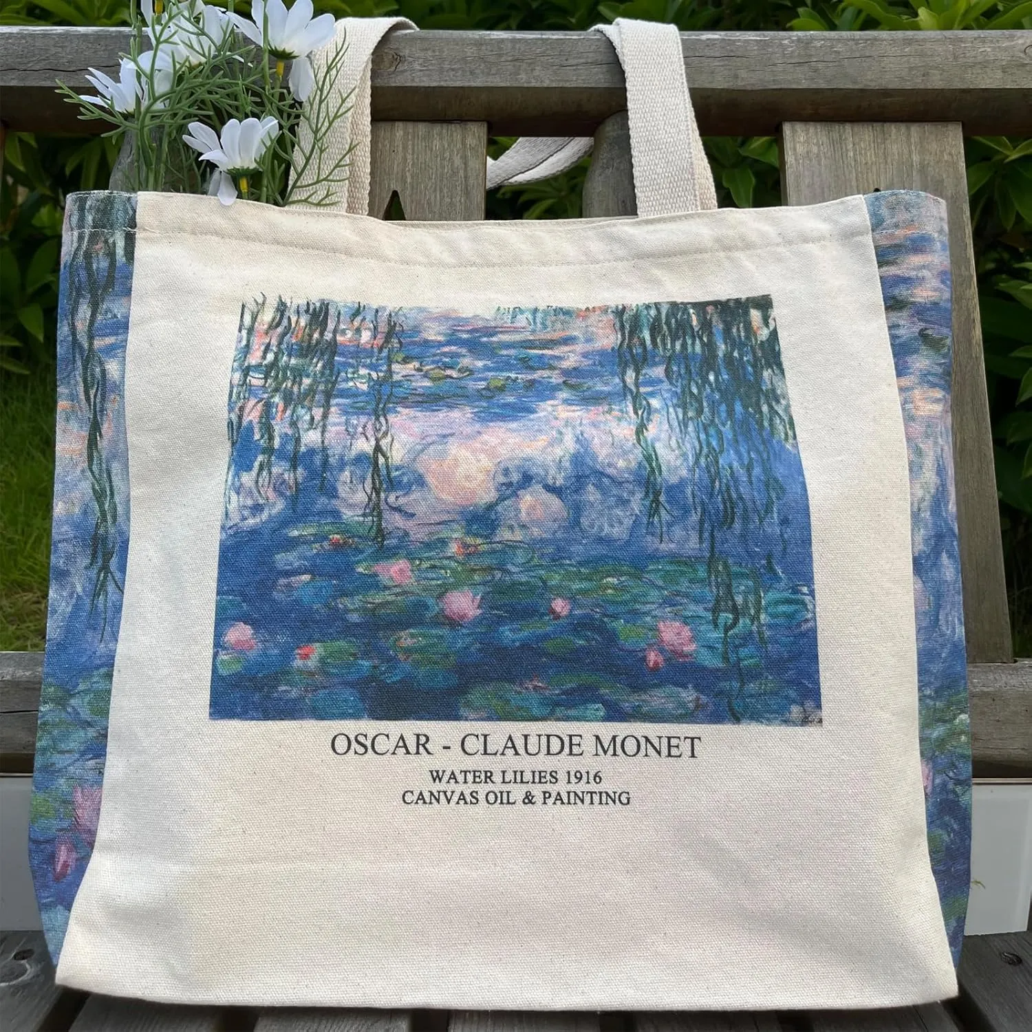 BROADREAM Canvas Tote Bag Aesthetic Shoulder Bag with Zippers and Interior Pocket