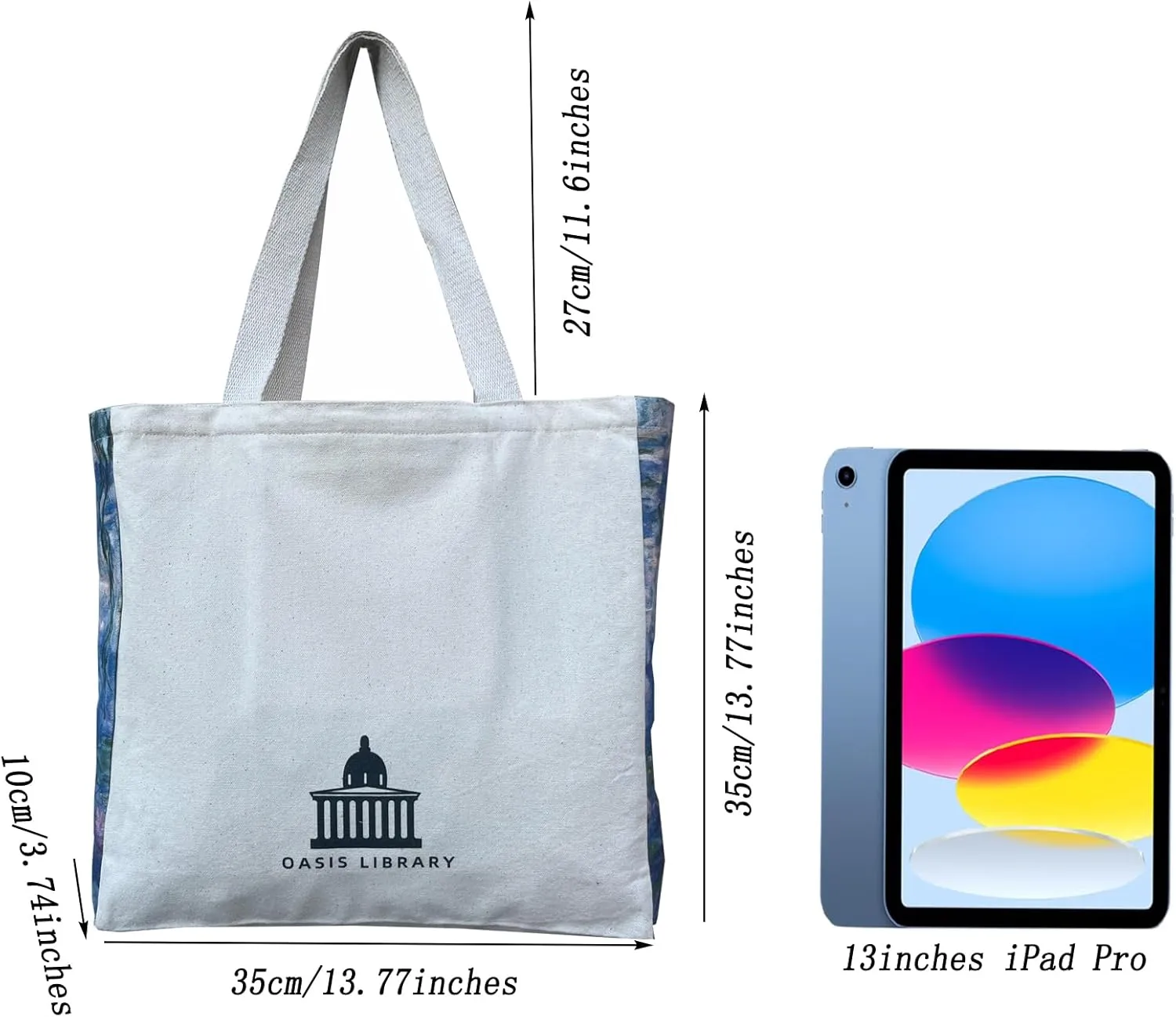BROADREAM Canvas Tote Bag Aesthetic Shoulder Bag with Zippers and Interior Pocket
