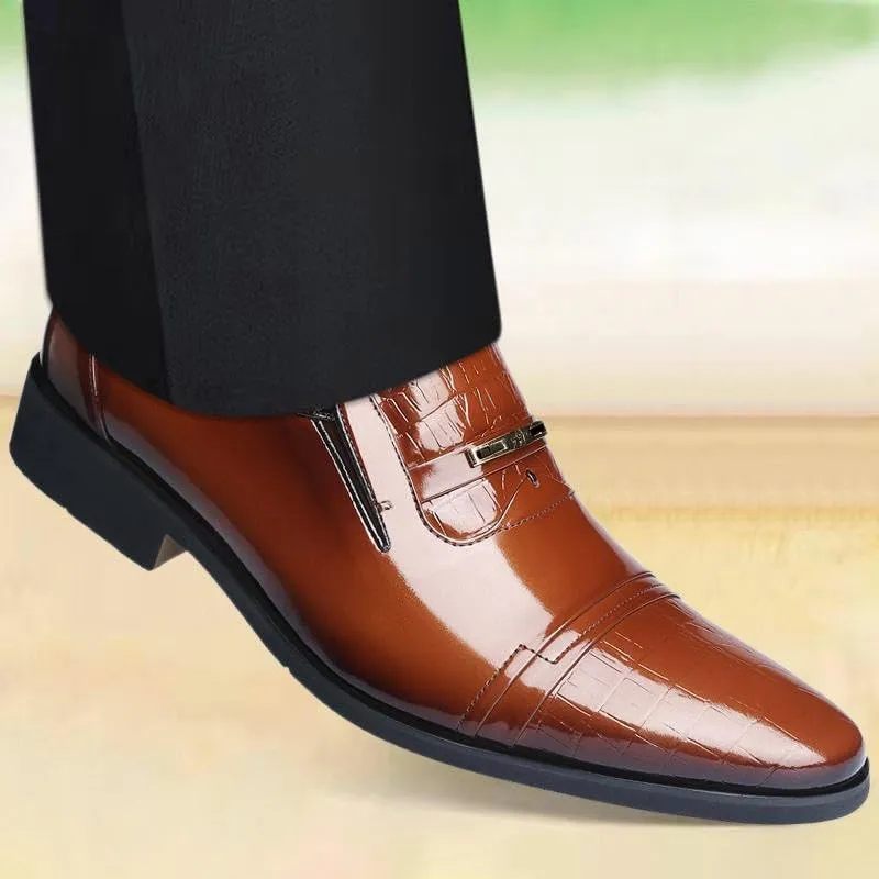 Brown Dress Shoe Slip-On Pointed Toe Mens Men Classic Dress Shoes Crocodile Leather Business Casual Formal Sneakers Plus Size Office Wedding Party Oxford Shoes