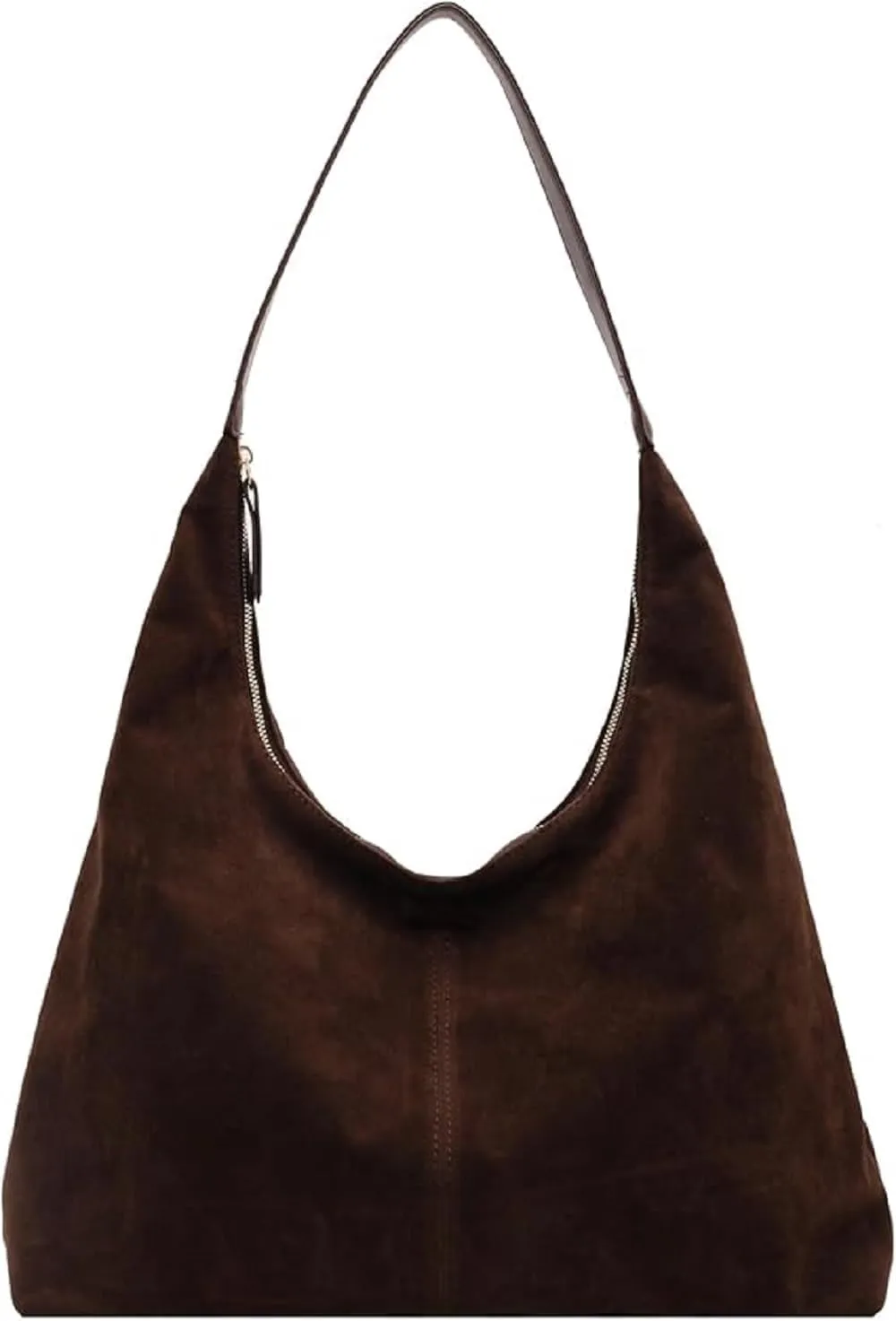 Brown Suede Hobo Bags for Women - Slouchy, Faux Suede Tote, Fall Handbag