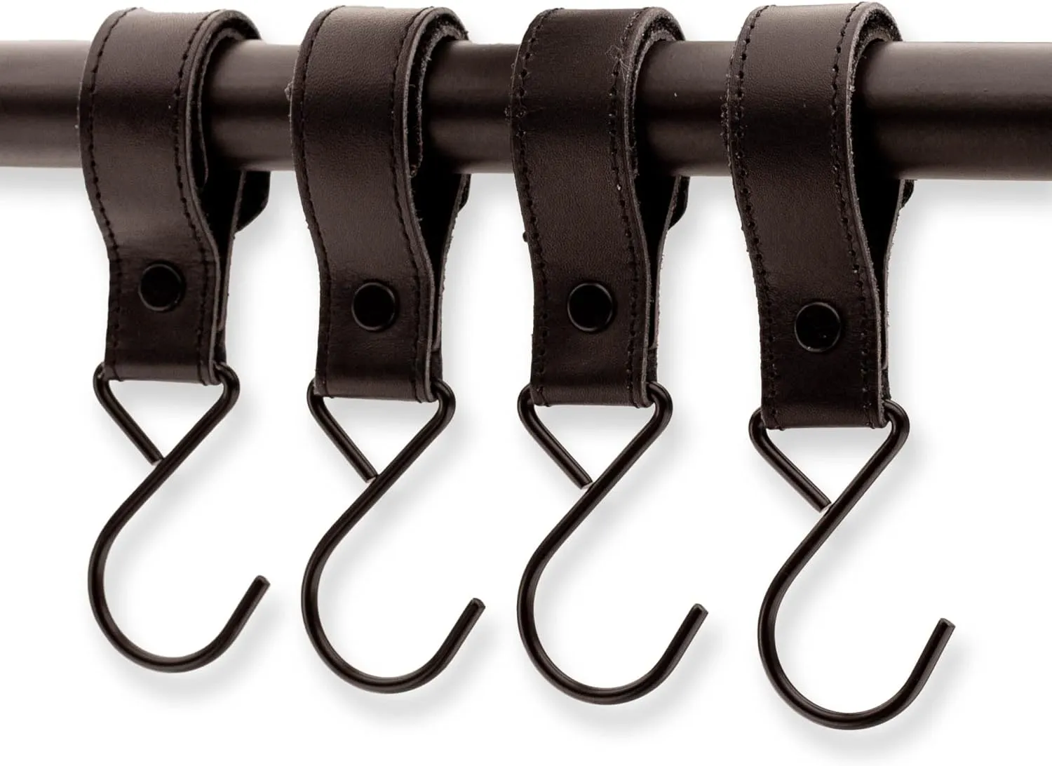 Brute Strength - Leather Stroller Hooks - Black 6X - Full Grain Leather - Mommy Hook - Stroller Clip - Bag Hook - Straps with Hooks - Carabiner Hook Clips