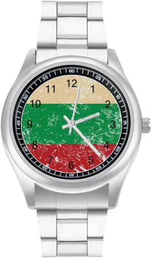 Bulgaria Vintage Flag Casual Wrist Watches for Men Classic Business Dress Watch Big Face for Work Gym