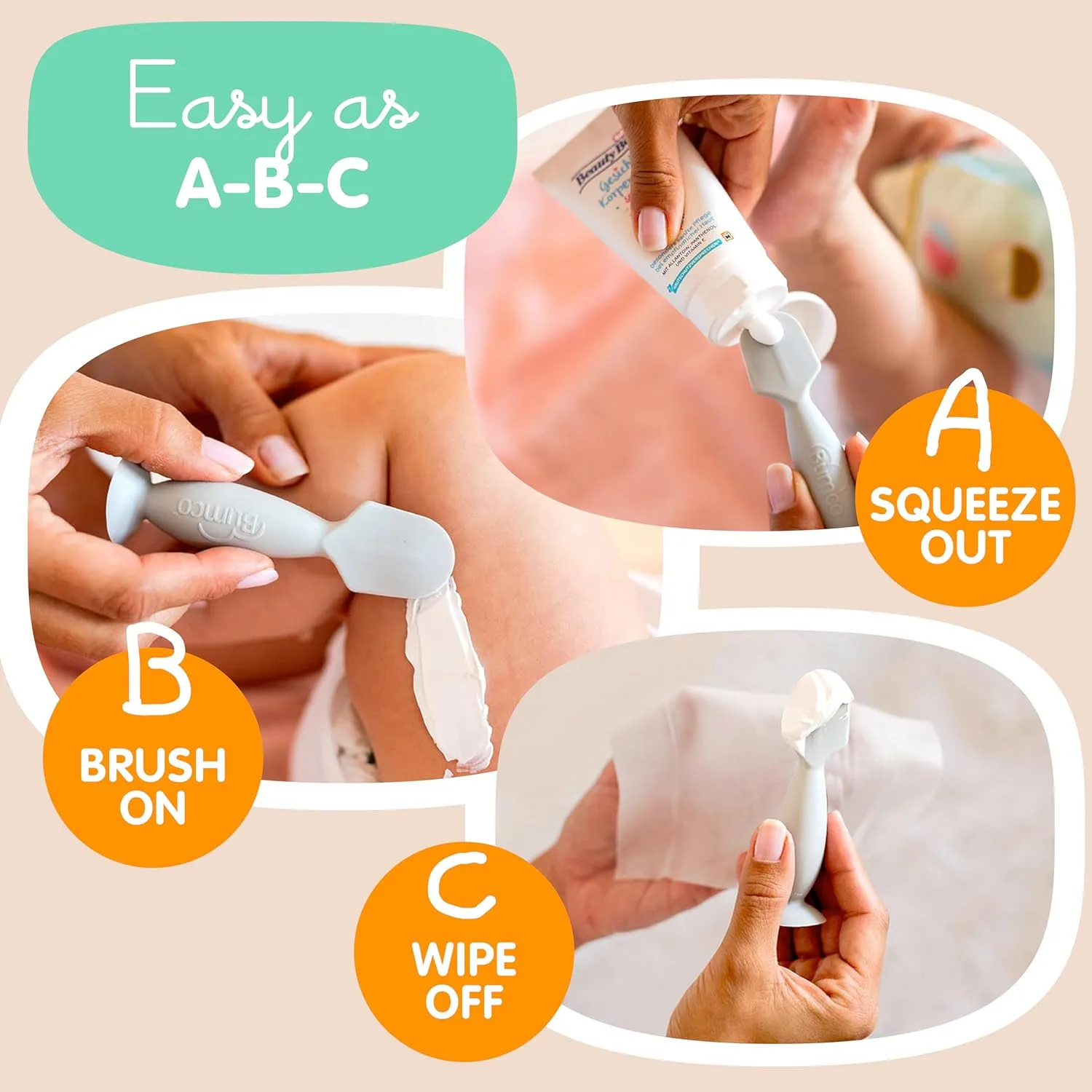 Bumco Diaper Clutch Bag and Mini Cream Spatula - Baby Travel Essentials, Small Bag with Wipes Dispenser, BPA-Free Butt Spatula, Mini Cream Applicator with Case