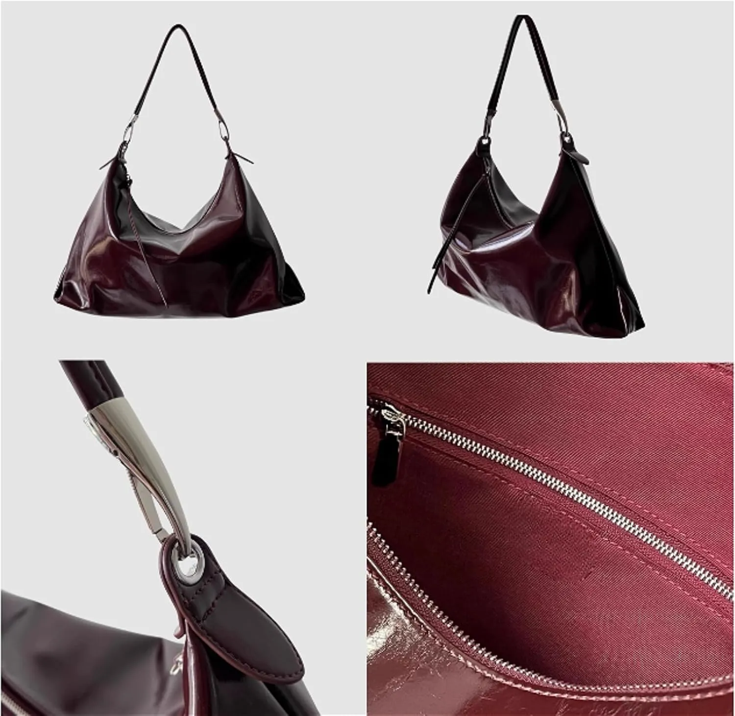 Burgundy Purse Large Tote Bags for Women Hobo Bag Vegan Leather Tote Bag Aesthetics Bag