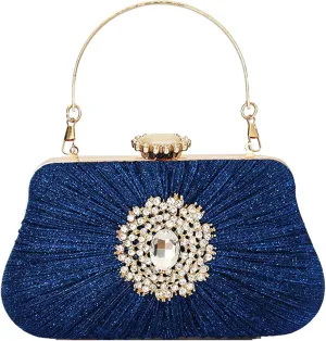Buric Glitter Clutch Purses For Women Pleated Diamond Evening Handbag For Bridal Wedding Party With Rhinestone Bag