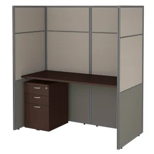 Bush Business Furniture EODH26SMR-03K Easy Office Cubicle Desk with File Cabinet and 66H Closed Panels Workstation, 60Wx60H, Mocha Cherry